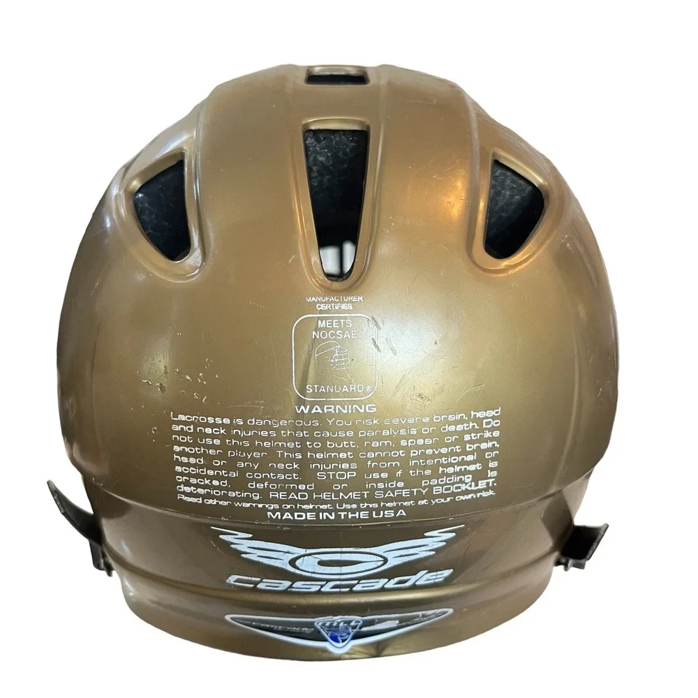 Cascade CPV Lacrosse Helmet Medium/Large Vegas Gold Metal Facemask NOCSAE Safety